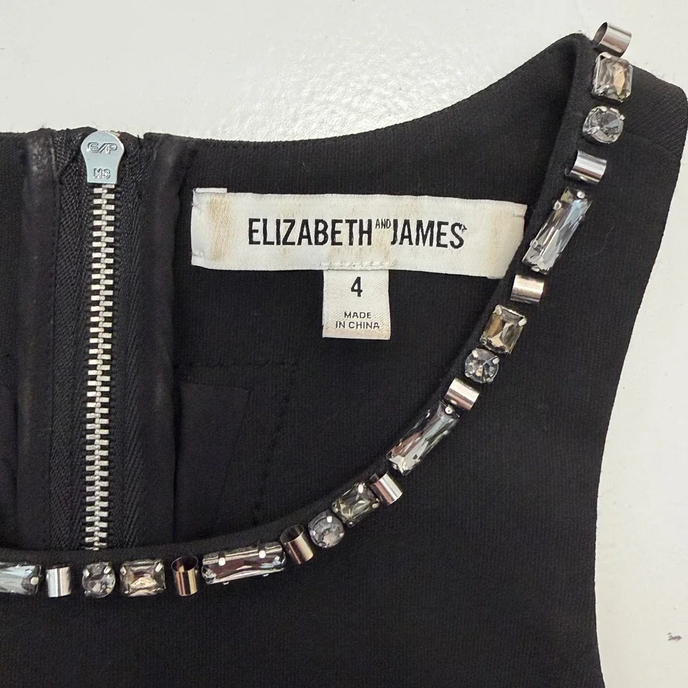Elizabeth and James Black Embellished Crystal Racerback Fit and Flare Dress 4